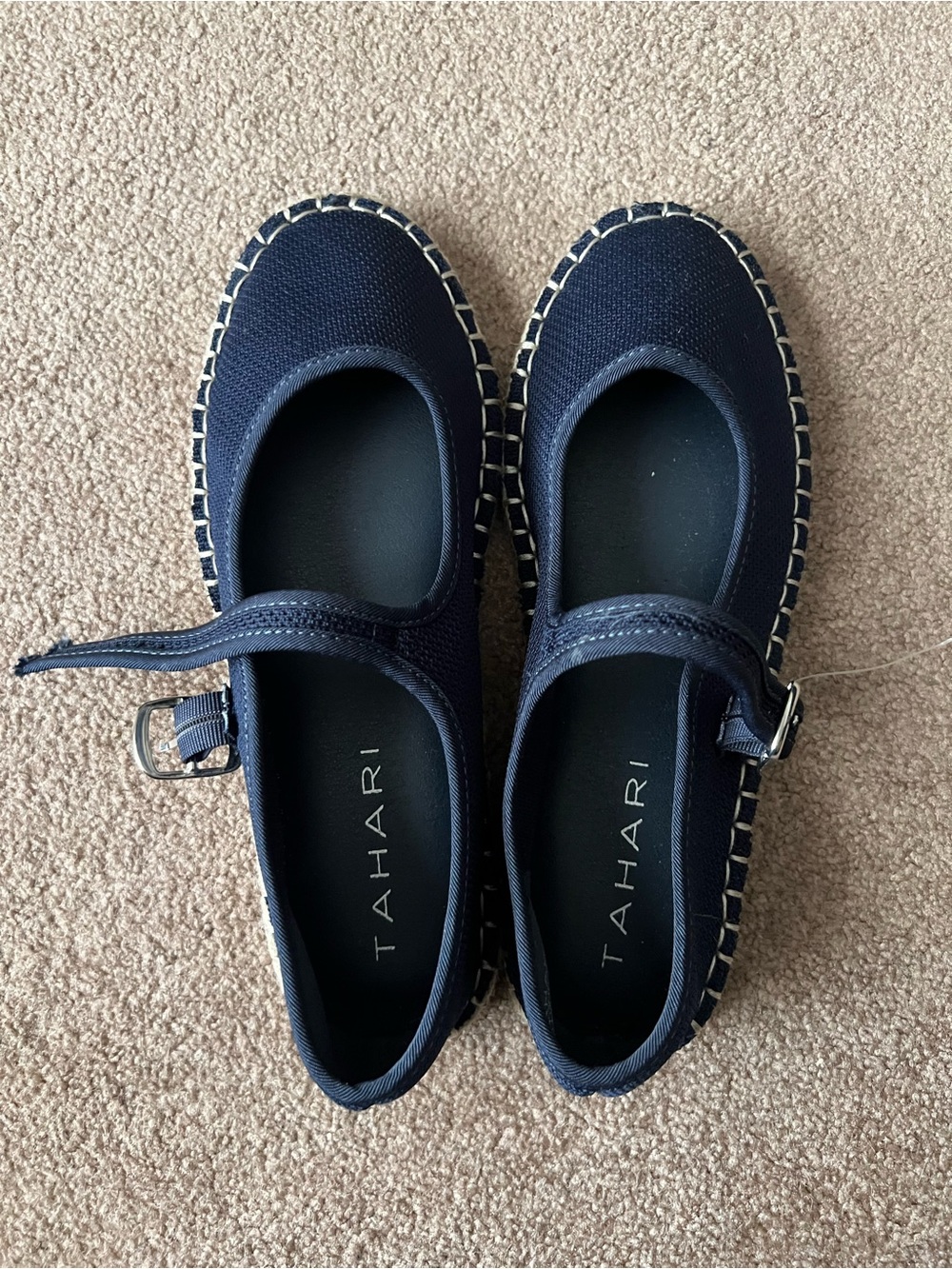 Tahari Navy Mary Jane Espadrille Flats